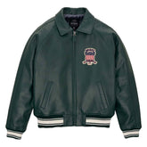 Avirex Dark Green Leather Bomber Jacket – Iconic Aviator Style