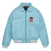 Avirex Light Blue Leather Bomber Flight Jacket – Top Quality
