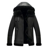 Men's Black Hooded B3 Leather Bomber Jacket – Aviator Flight Jacket
