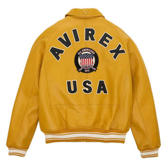 Avirex Yellow Leather Bomber Jacket – Iconic Aviator Style