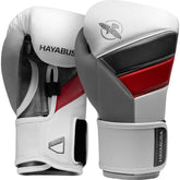 Hayabusa T3 Boxing Gloves – White/Red | Multi-Panel Premium Training Gloves