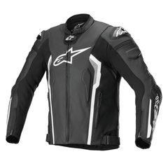 Alpinestars Missile V2 Leather Motorcycle Jacket – Black/White | Tech-Air® 5 Ready | DFS Armor | Nucleon Flex Pro Protection | CE AAA Certified Sport Fit Racing Jacket for Men