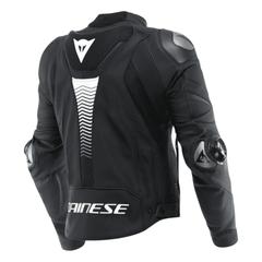 Dainese Super Speed 4 Men’s Black Leather Motorcycle Jacket White Logos