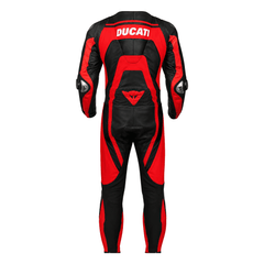 Men’s Ducati Corse Style Black Red Leather Motorcycle Racing Suit