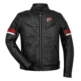Men’s Ducati Urban Stripes Black Sheepskin Leather Motorcycle Jacket