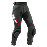 Men’s Ducati Style Black Leather Motorcycle Racing Pants with CE Armor