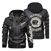 Men’s Indian Motorcycle Hooded Black Leather Biker Jacket