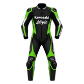 Kawasaki Ninja One-Piece Leather Motorcycle Racing Suit with CE Armor