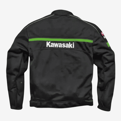 Men’s Kawasaki Black Green Mesh Motorcycle Jacket – Breathable & Windproof