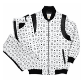 MCM Inspired Black White Real Leather Tracksuit Set with Hat