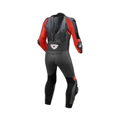 REV'IT! Control One-Piece Leather Race Suit – Black/Neon Red | Airbag Ready | Monaco Cowhide | BETAC Armor | PWR Shell Panels | CE AAA Certified MotoGP-Derived Racing Suit for Men