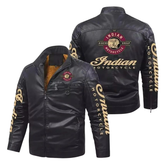 Men’s Indian Motorcycle 1901 V2 Black Embroidered Leather Jacket