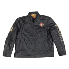 Men’s Indian Motorcycle 1901 V2 Black Embroidered Leather Jacket