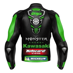 Handmade Men’s Kawasaki Ninja Green Monster Leather Motorcycle Jacket