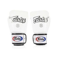Fairtex BGV1 Muay Thai Boxing Gloves – Solid White | Genuine Leather | Three-Layer Foam System | Handmade in Thailand | All-Purpose Training Gloves for Muay Thai, Boxing & Kickboxing