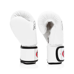 Fairtex BGV1 Muay Thai Boxing Gloves – Solid White | Genuine Leather | Three-Layer Foam System | Handmade in Thailand | All-Purpose Training Gloves for Muay Thai, Boxing & Kickboxing