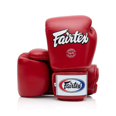 Fairtex BGV1 Muay Thai Boxing Gloves – Solid Red | Genuine Leather | Three-Layer Foam System | Handmade in Thailand | All-Purpose Training Gloves for Muay Thai, Boxing & Kickboxing