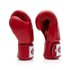Fairtex BGV1 Muay Thai Boxing Gloves – Solid Red | Genuine Leather | Three-Layer Foam System | Handmade in Thailand | All-Purpose Training Gloves for Muay Thai, Boxing & Kickboxing