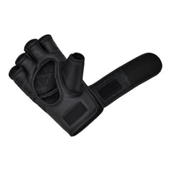 RDX F12R MMA Grappling Gloves – Red/Black | Maya Hide™ Leather | PC-3™ Shock-Diffusing Padding | Open Palm Design | Training & Sparring MMA Gloves for Striking & Grappling