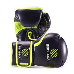 Sanabul Essential Gel Boxing Gloves – Black/Neon Green | Gel-Infused Impact Protection | Engineered Leather | Ventilated Mesh Palm | Boxing, Kickboxing, MMA & Heavy Bag Training Gloves