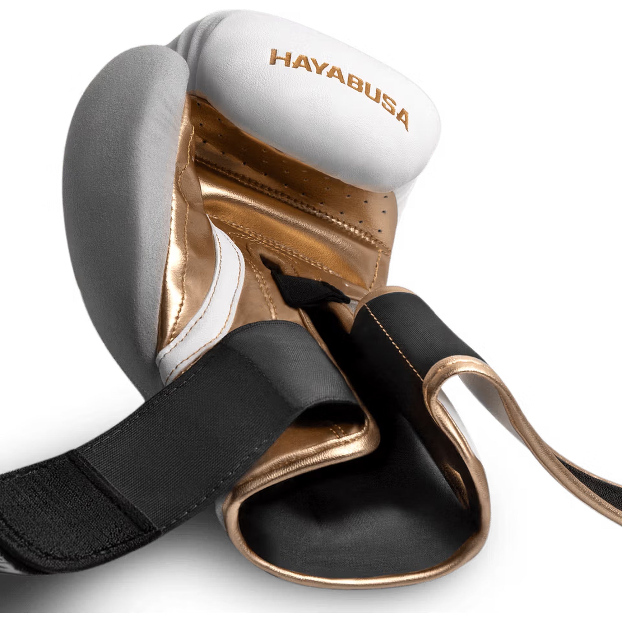 Hayabusa T3 Boxing Gloves – White/Gold | Premium Training Gloves