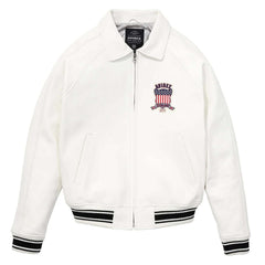 Avirex White Leather Bomber Jacket – Iconic Aviator Style