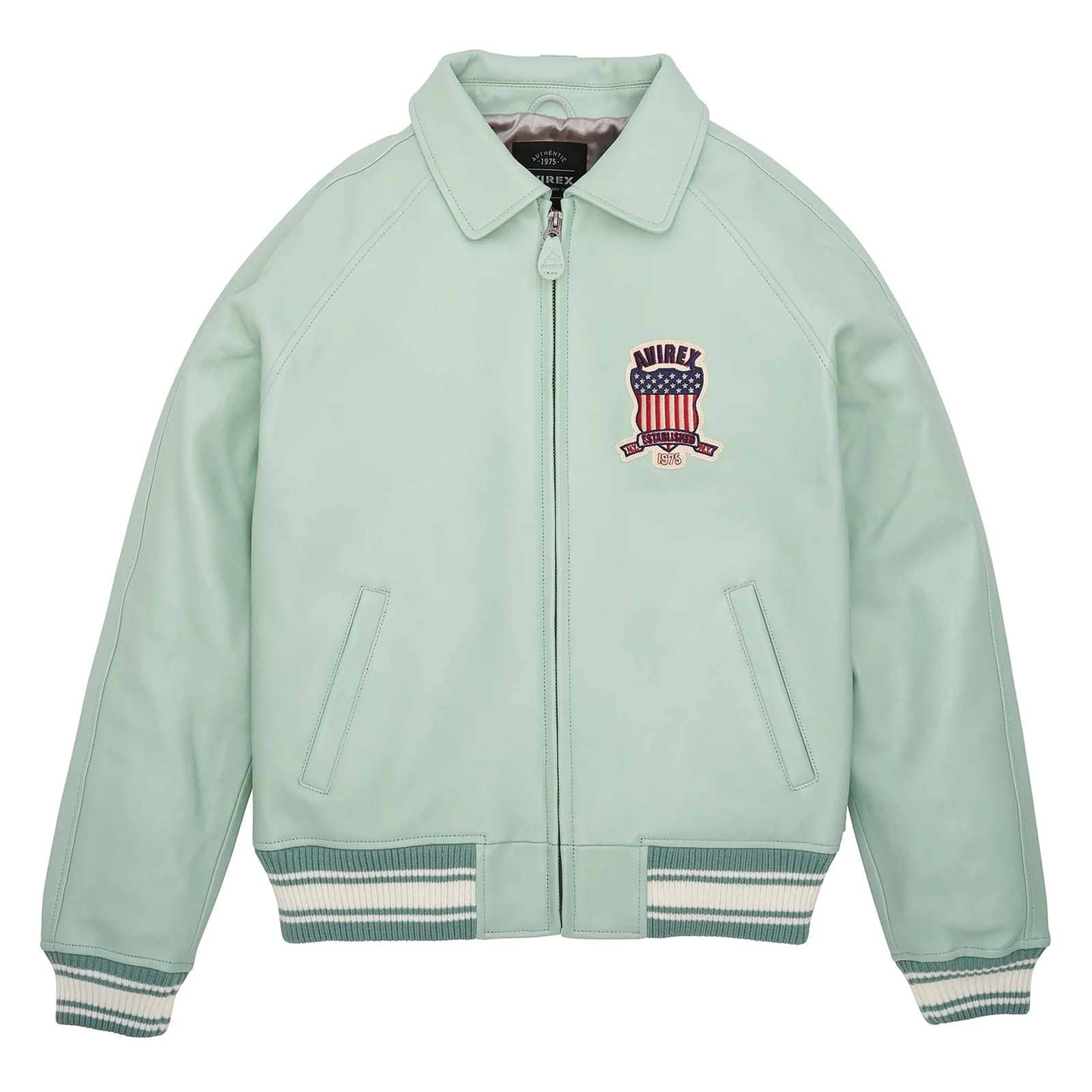 Avirex Light Green Leather Bomber Pilot Jacket – Best Quality
