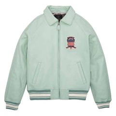 Avirex Light Green Leather Bomber Pilot Jacket – Best Quality
