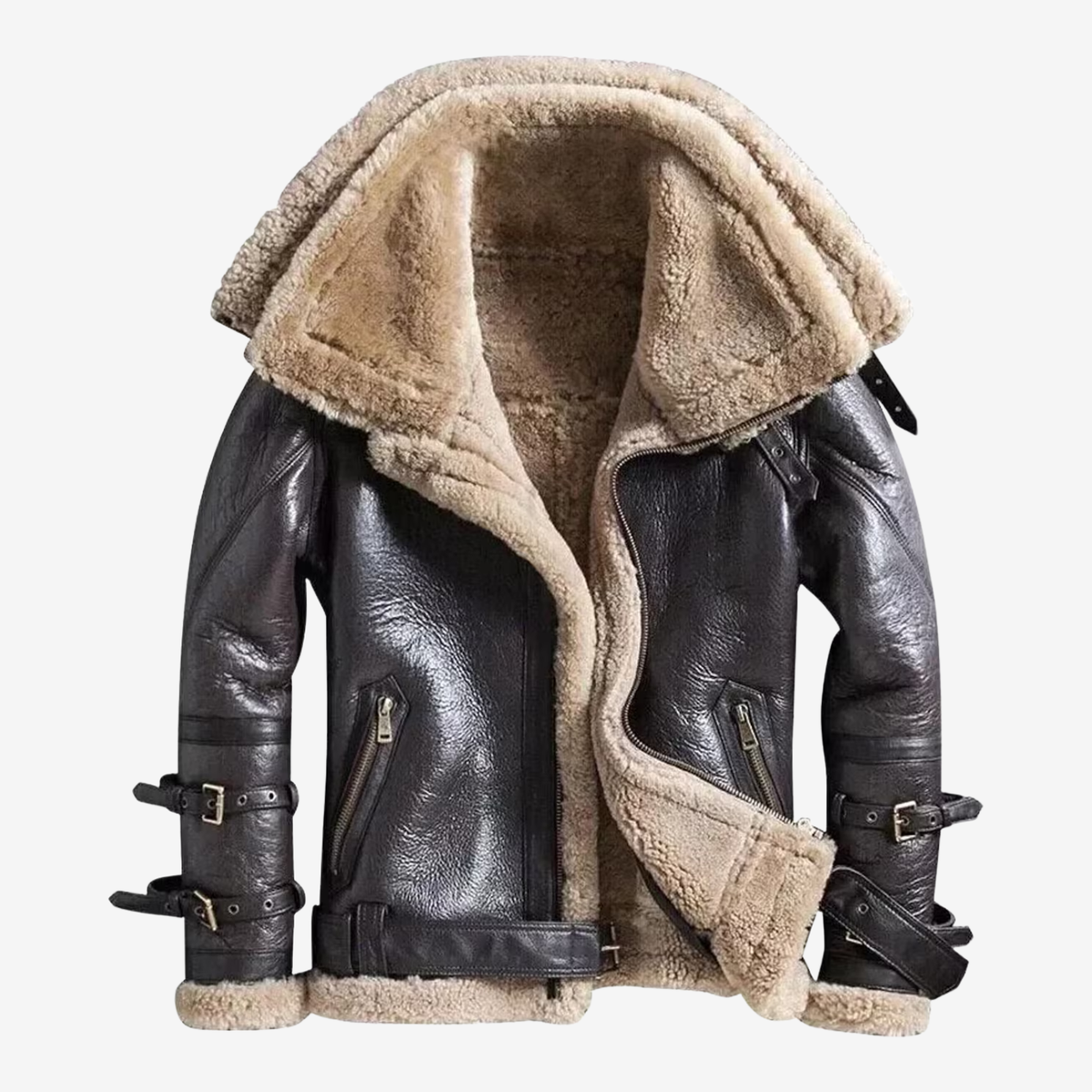 Men's Sheepskin B3 Bomber Jacket – RAF Aviator Pilot Flying Coat