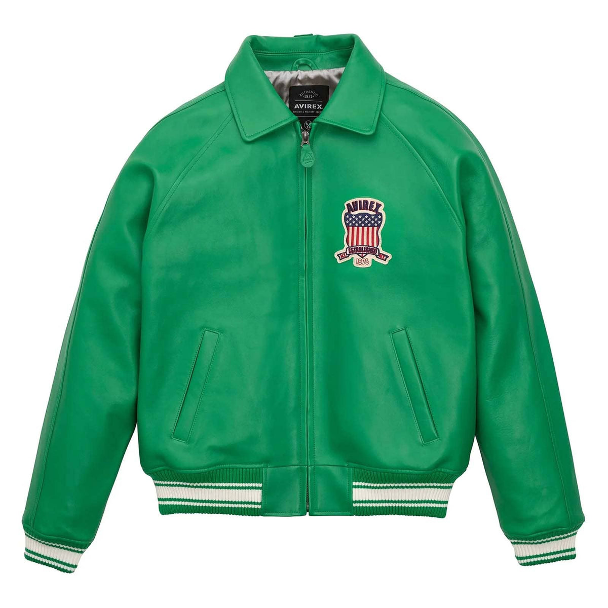 Avirex Green Leather Bomber Jacket – Iconic Aviator Style