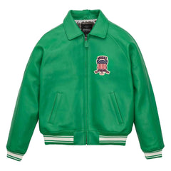 Avirex Green Leather Bomber Jacket – Iconic Aviator Style
