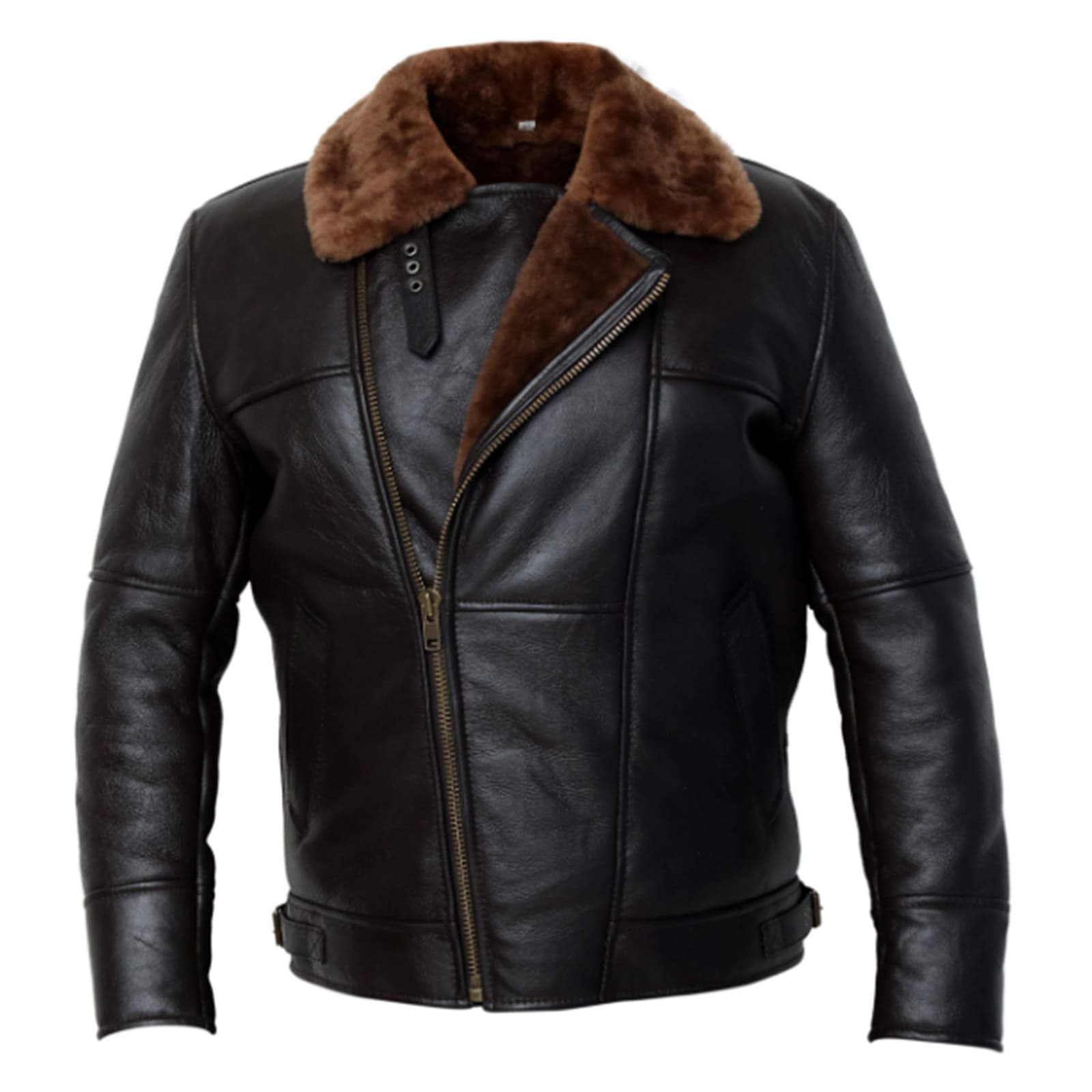 Men's Black Brown B3 Leather Bomber Jacket – Pilot Aviator Style