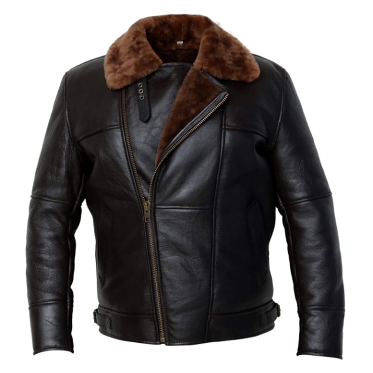Men's Black Brown B3 Leather Bomber Jacket – Pilot Aviator Style