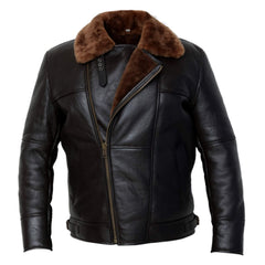 Men's Black Brown B3 Leather Bomber Jacket – Pilot Aviator Style