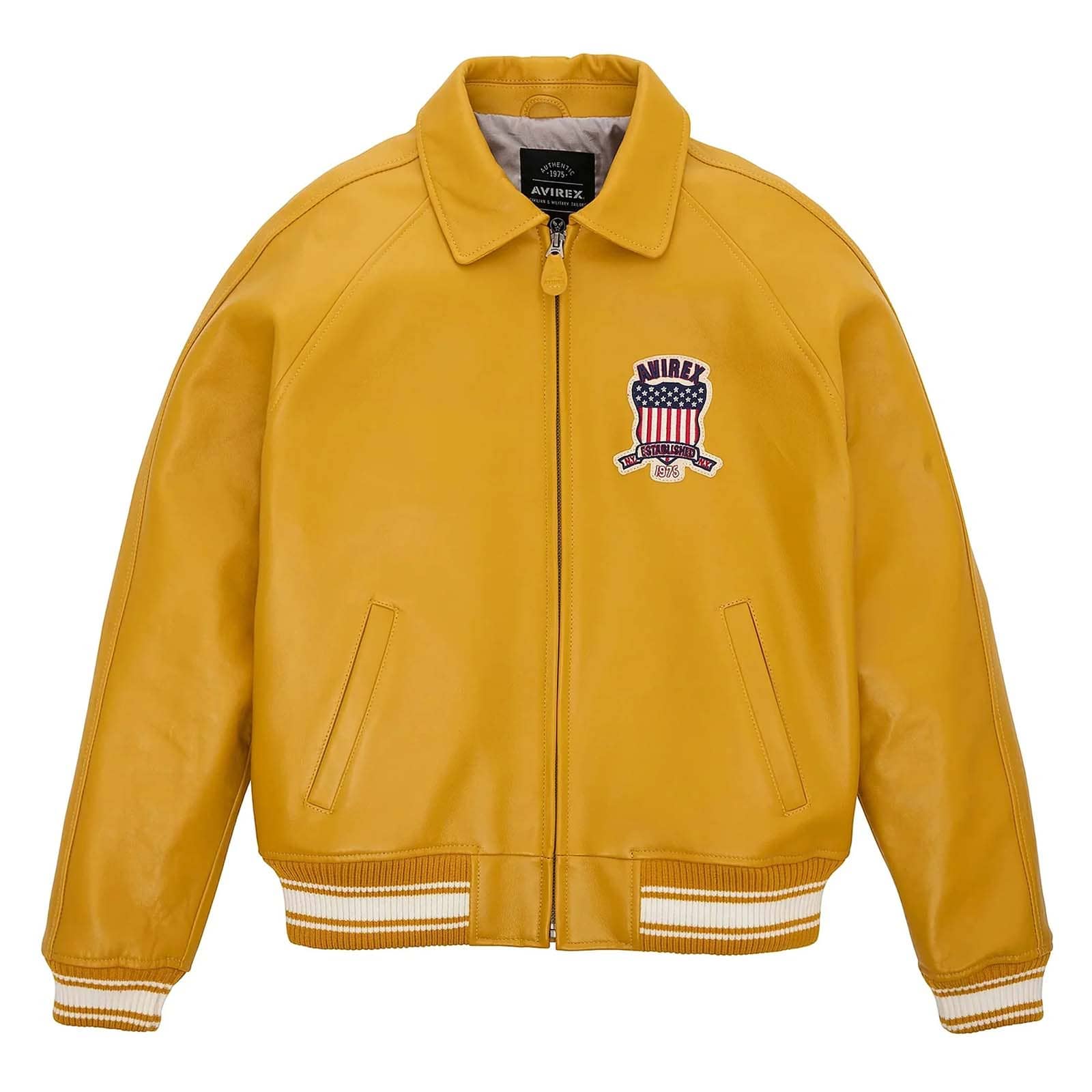 Avirex Yellow Leather Bomber Jacket – Iconic Aviator Style