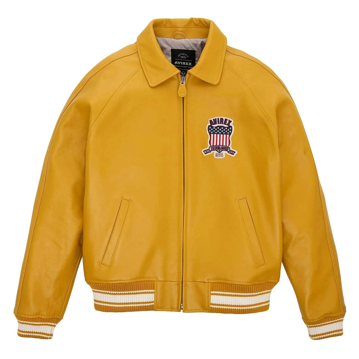 Avirex Yellow Leather Bomber Jacket – Iconic Aviator Style
