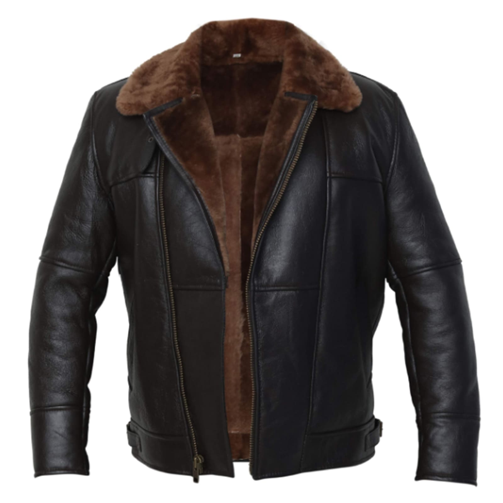 Men's Black Brown B3 Leather Bomber Jacket – Pilot Aviator Style