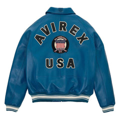 Avirex Dark Blue Leather Bomber Pilot Jacket – Top Quality