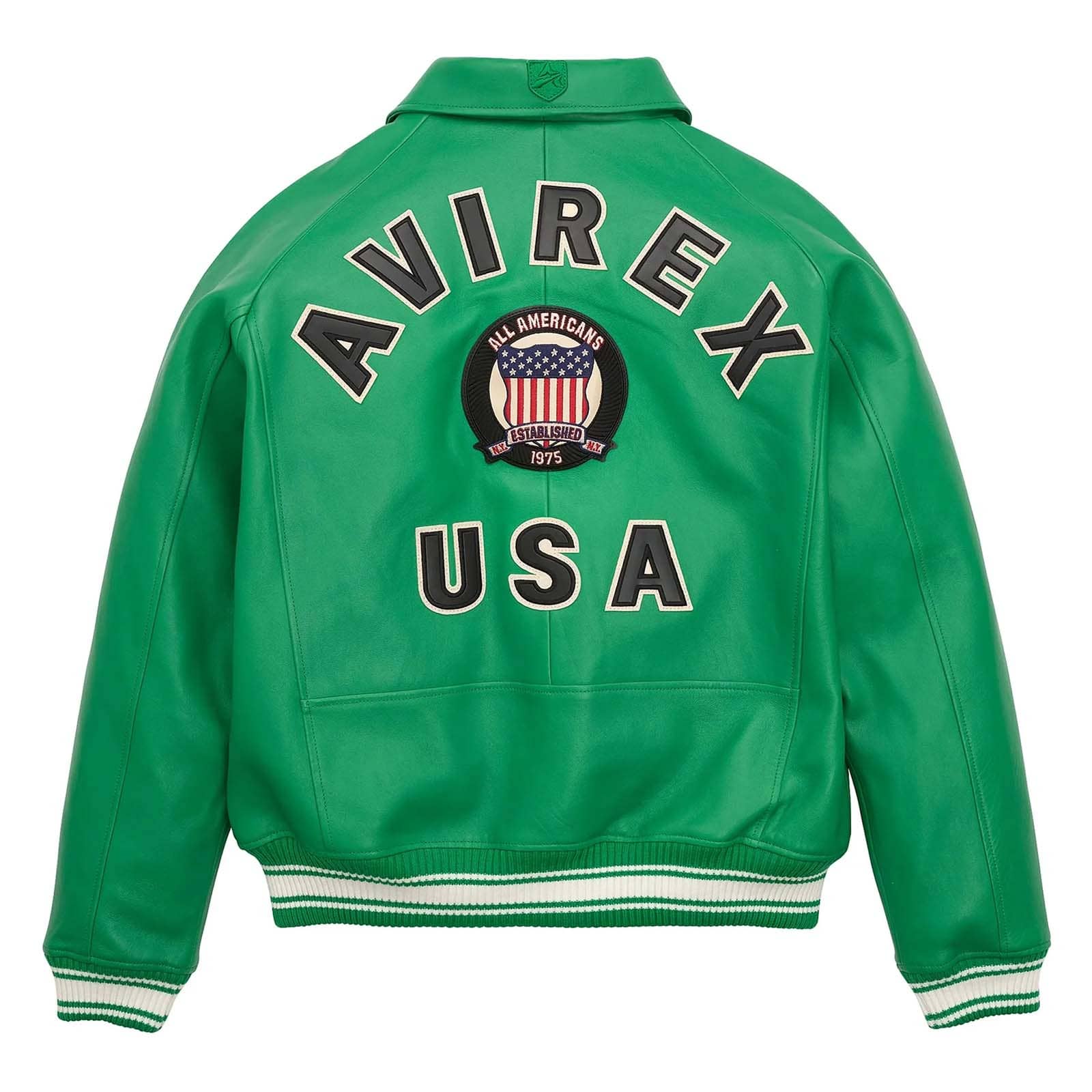 Avirex Green Leather Bomber Jacket – Iconic Aviator Style