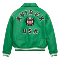 Avirex Green Leather Bomber Jacket – Iconic Aviator Style