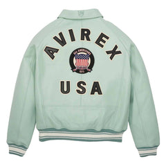 Avirex Light Green Leather Bomber Pilot Jacket – Best Quality