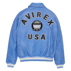Avirex Denim Blue Leather Bomber Jacket – Iconic Style