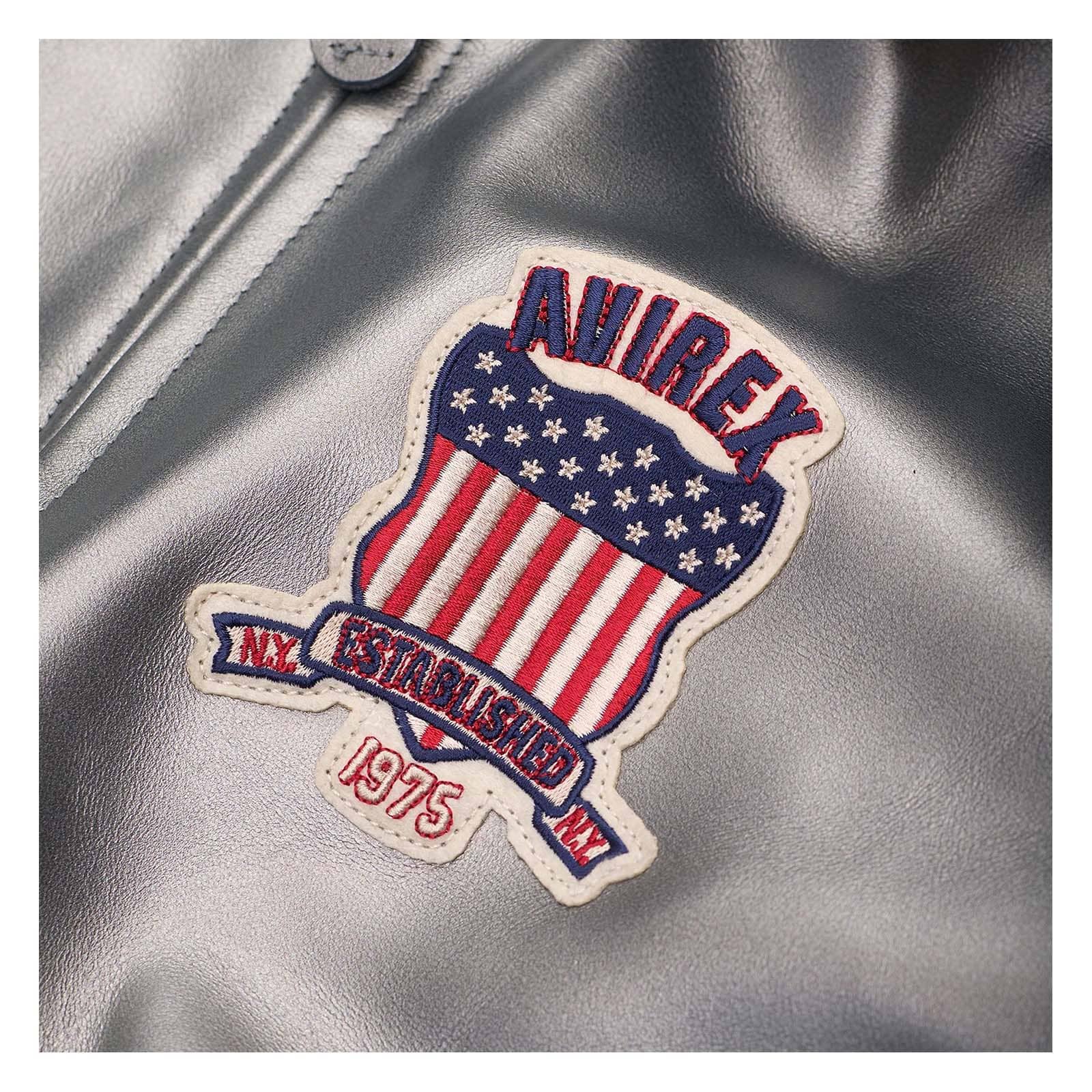 Avirex Silver Leather Bomber Jacket – Handmade Iconic Style