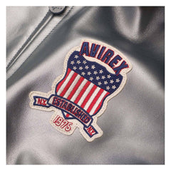Avirex Silver Leather Bomber Jacket – Handmade Iconic Style