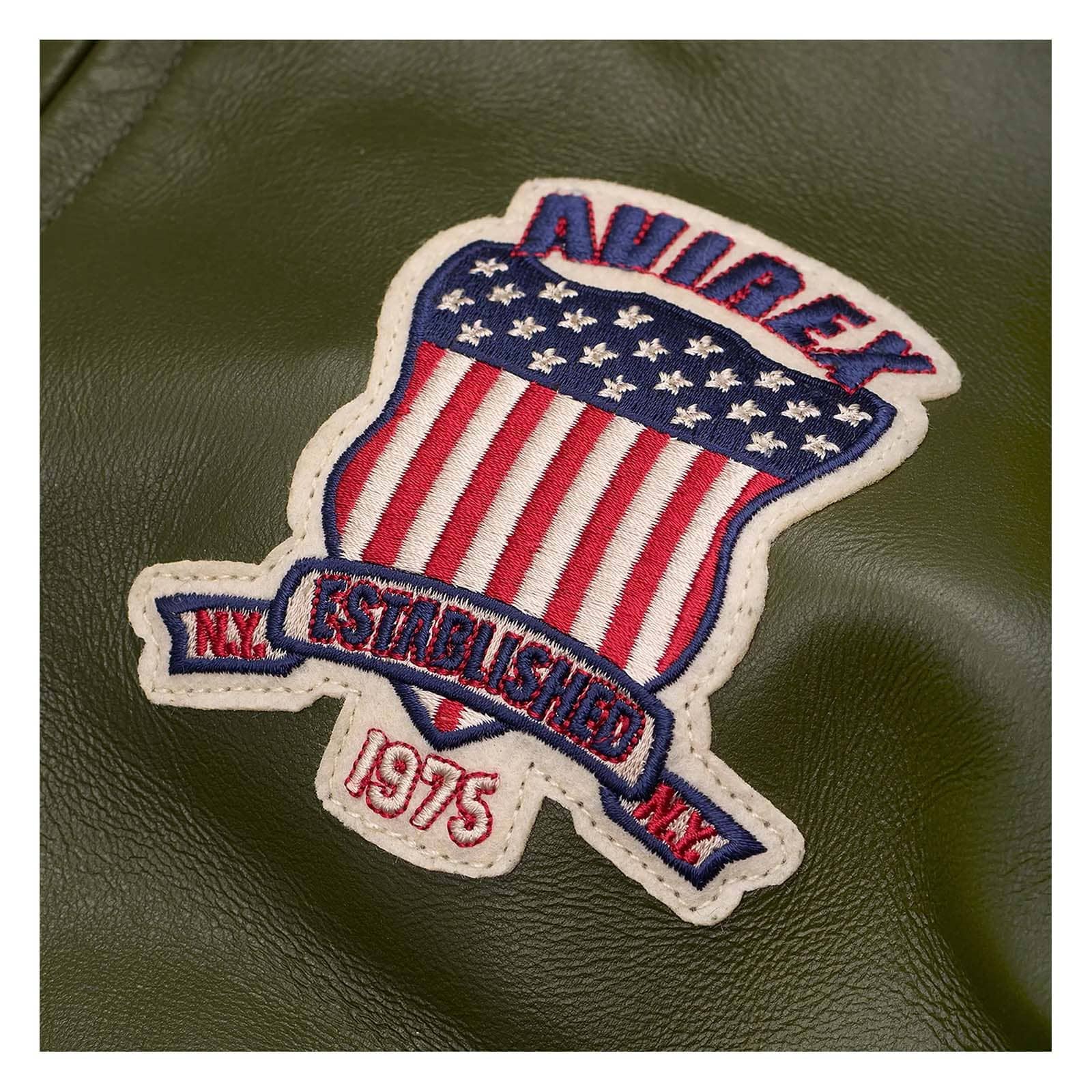 Avirex Olive Green Leather Bomber Jacket – Iconic Aviator Style
