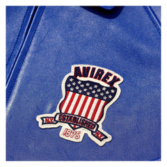 Avirex Navy Blue Leather Bomber Jacket – Iconic Style