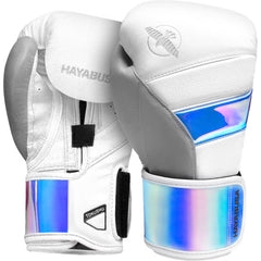 Hayabusa T3 Boxing Gloves – White/Iridescent | Premium Holographic Training Gloves