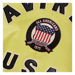 Avirex Lime Green Leather Bomber Flight Jacket – Handmade Iconic Style