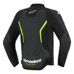 Alpinestars GP Force V2 Air Leather Motorcycle Jacket – Black/Yellow Fluo | Tech-Air® Ready | Perforated Panels | Nucleon Flex Plus & DFS Protection | CE Sport Fit Riding Jacket for Men