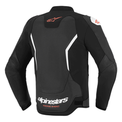 Alpinestars GP Force V2 Air Leather Motorcycle Jacket – Black/White/Red | Tech-Air® Ready | Perforated Panels | Nucleon Flex Plus & DFS Protection | CE Sport Fit Riding Jacket for Men